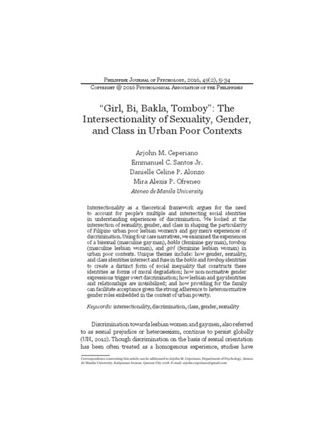 “Girl, Bi, Bakla, Tomboy”: The Intersectionality of Sexuality, .